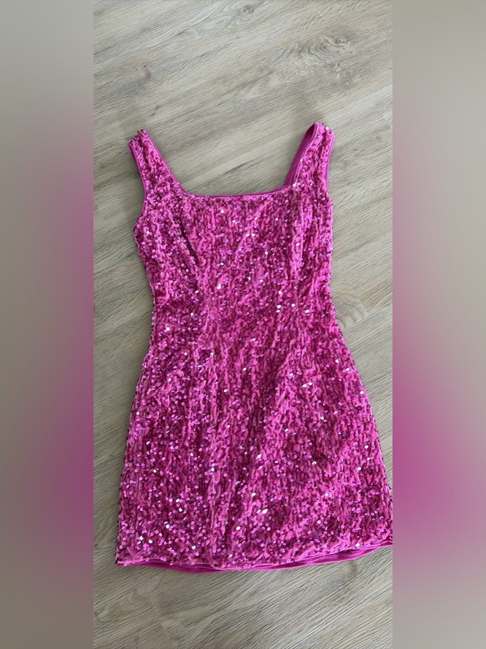Simons Hot Pink Sequin Mini dress